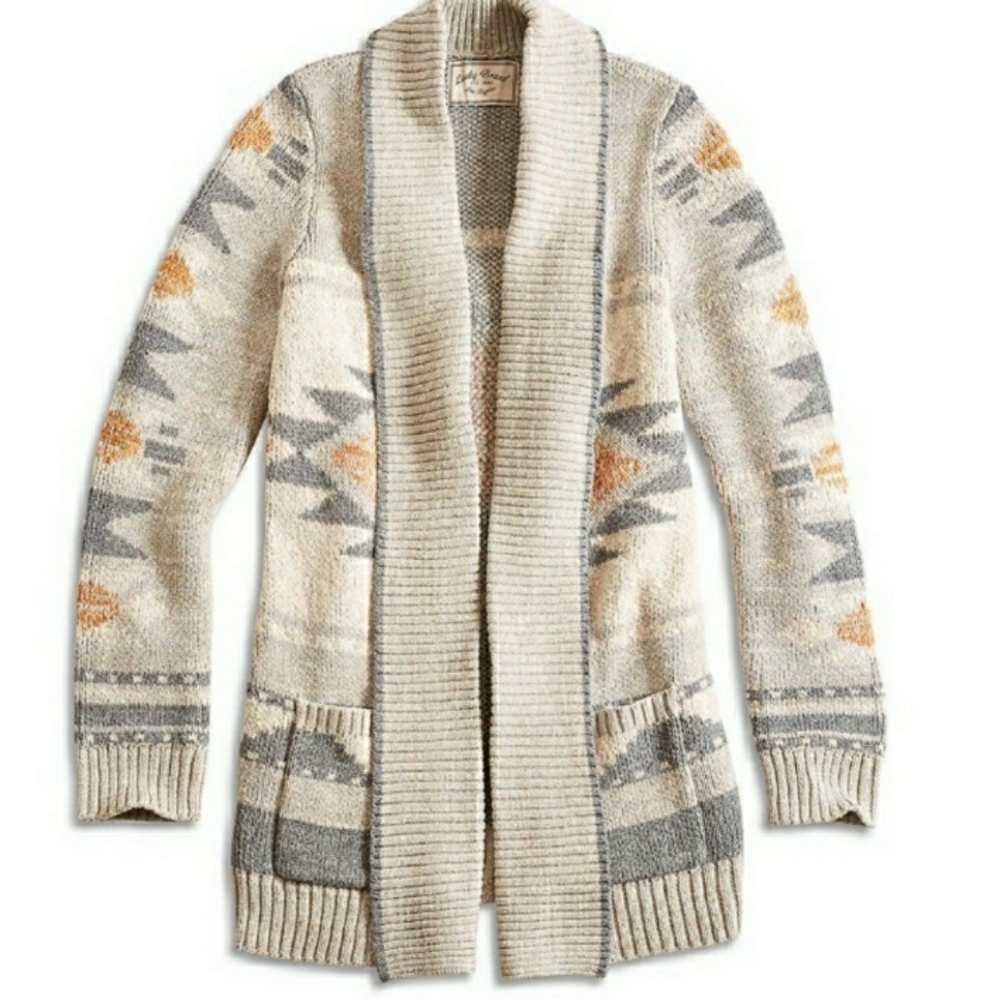 Lucky Brand Intarsia Southwestern Knit Cardigan M.